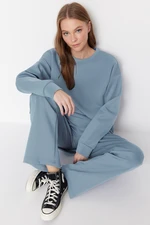 Trendyol Dark Blue Crew Neck Scuba Knitted Tracksuit