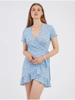 Light blue women's floral wrap dress Noisy May Clara - Women's