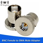 2PCS BNC Female to SMA Male Adapter BNCK SMAJ Radio Hand Station Antenna Disc Adapters BNC-K SMA-J Connector