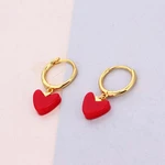 Cute Red Heart Hoop Earrings for Fashion Women Party Lovely Jewelry Minimalist Accessories Gift Pendientes