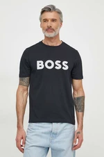 Bavlnené tričko Boss Green pánsky,tmavomodrá farba,s potlačou,50512866
