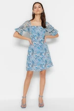 Trendyol Blue A-Line Mini Woven Lined Sleeve Detailed Woven Dress