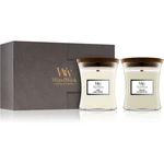 Woodwick Fireside & Linen darčeková sada (gift box) s dreveným knotom