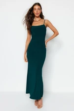 Trendyol Emerald Green Fitted/Simple Maxi Stretch Knit Dress with Straps