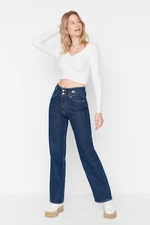 Trendyol Blue Waist Detailed High Waist Wide Leg Jeans