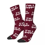 All Seasons I'm A Pepper - Maroon Socks Harajuku Super Soft Crew Socks Hip Hop Stockings for Men Women Birthday Present