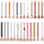 New Baby Teether Pacifier Clips Wooden Infant Kids Cotton Crochet Pacifier Chain Newborn Teething Soother Chew Dummy Chain