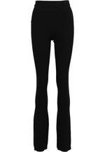 Women's Rib Knit Bootcut Leggings - Black