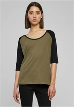 Women's 3/4 contrast raglan T-shirt olive/black