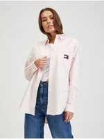 Svetloružová dámska oversize košeľa Tommy Jeans Badge Boyfriend