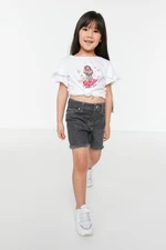 Trendyol Gray Regular Fit Girls Denim Shorts & Bermuda