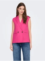 Dark pink women's linen vest ONLY Caro - Ladies