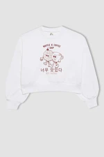 DEFACTO Crop Crew Neck Sweatshirt