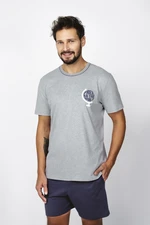 Men's pyjamas Abril, short sleeves, shorts - melange/navy blue