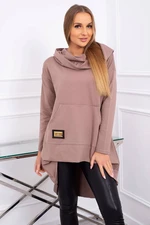 Sweatshirt with long back and mocca hood