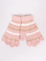 Yoclub Kids's Girls' Five-Finger Striped Gloves RED-0118G-AA50-006