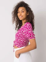 Fuchsia blouse with patterns by Dinah RUE PARIS