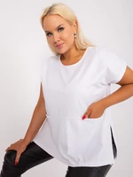 White plus size blouse with side slits