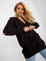 Black oversized cardigan with holes from RUE PARIS