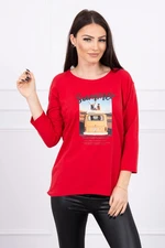 Blouse with Summer car print red