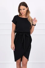 Tied dress with clutch bottom black