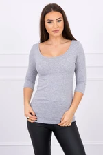 Blouse with round neckline grey melange