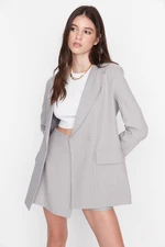 Trendyol Gray Regular Lined Buttoned Woven Blazer Jacket