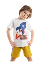 Mushi Start Rocket Boys White T-Shirt Mustard Shorts Set