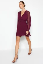 Trendyol Damson A-Line Lined Chiffon Woven Dress