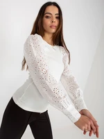 White ribbed formal blouse with decorative sleeves by OCH BELLA