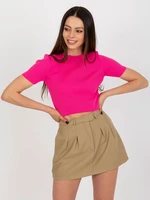 Dark pink women's blouse with short sleeves