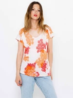 Red-and-white floral linen blouse CAMAIEU - Ladies