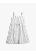 Koton Strapless Linen Dress with Button Fastening and Pocket Lined.