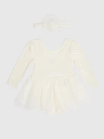 Set of creamy girly bodysuit with skirt and headband in cream color GAP