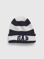 Blue and White Children's Striped Beanie with GAP Logo