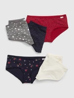 Set of five girly patterned panties in navy blue, grey, red and white GAP