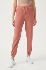 LOS OJOS Women's Dusty Rose Cuff Elastic Jogger Sweatpants