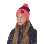 Burgundy and pink girls' winter hat with pompom Sam 73 Joy