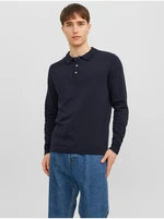 Jack & Jones Dark Blue Mens Long Sleeve Polo T-Shirt Jack & J - Men