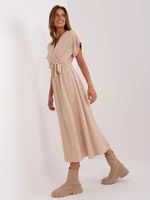 Beige flowing dress with belt