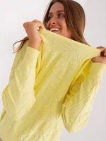 Light yellow women's classic sweater with hems