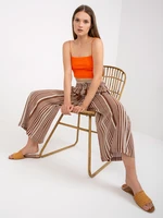 Brown wide trousers made of striped fabric SUBLEVEL