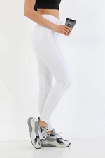 BİKELİFE Women's White High Waist Ankle Length Tight Leg Skinny Lycra Pants