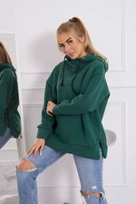 Insulated sweatshirt with zipper on the side dark green