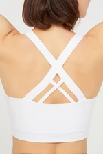 LOS OJOS White Lightly Supported Back Detail Covered Sports Bra.