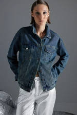 Trendyol Blue Wash Effect Trucker Denim Jacket