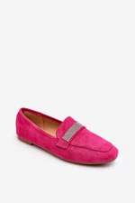 Women's loafers with rhinestones Fuchsia Ralrika