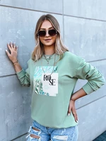 Women's sweatshirt with print LAVIEN ROSE light green Dstreet