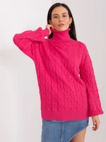 Women's fuchsia turtleneck with cuffs