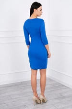 Dress fitted with a neckline under the bust purple-blue